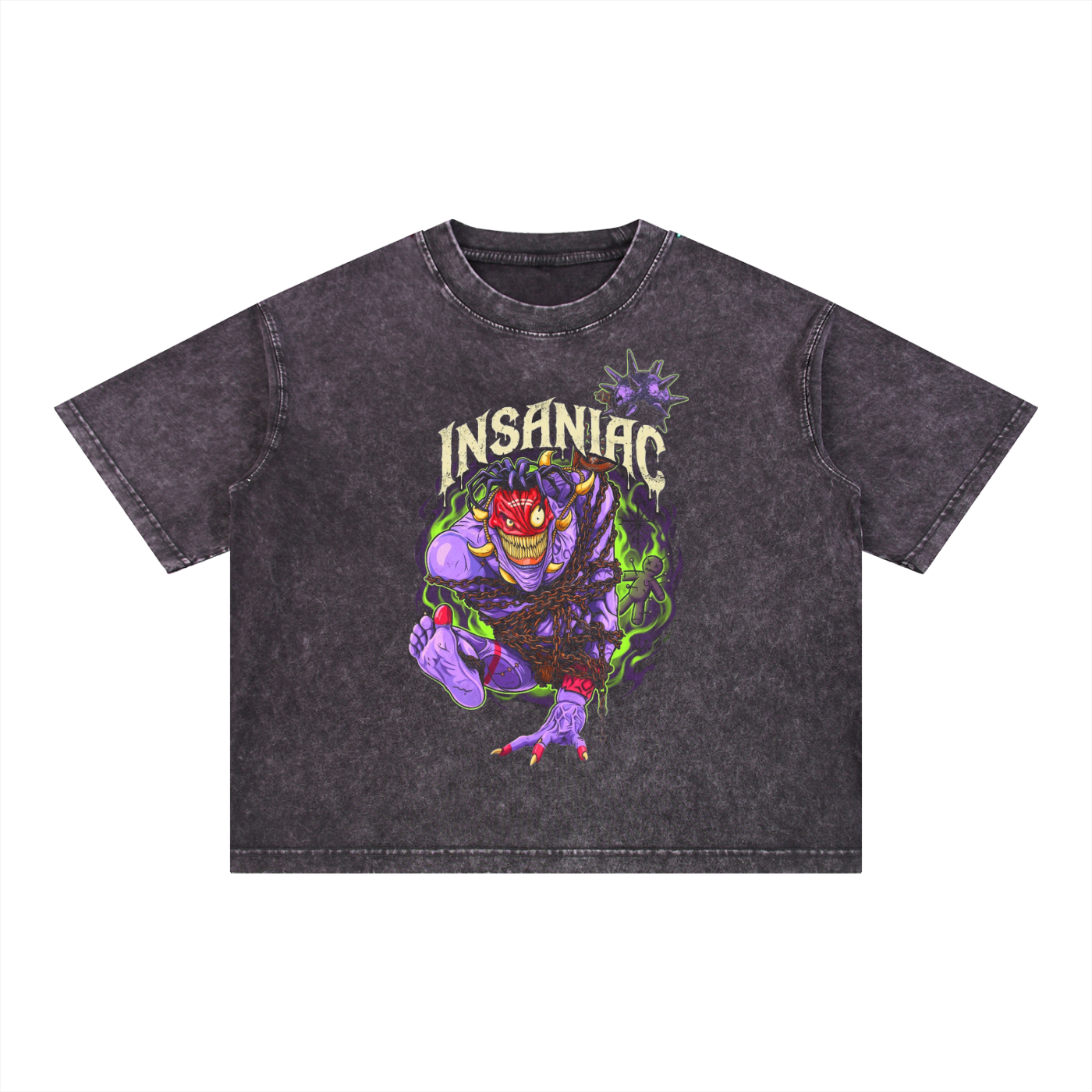 INSANIAC - Mineral Wash Boxy Cotton T-Shirt