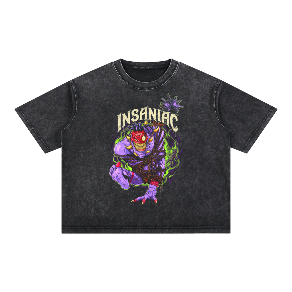 INSANIAC - Mineral Wash Boxy Cotton T-Shirt