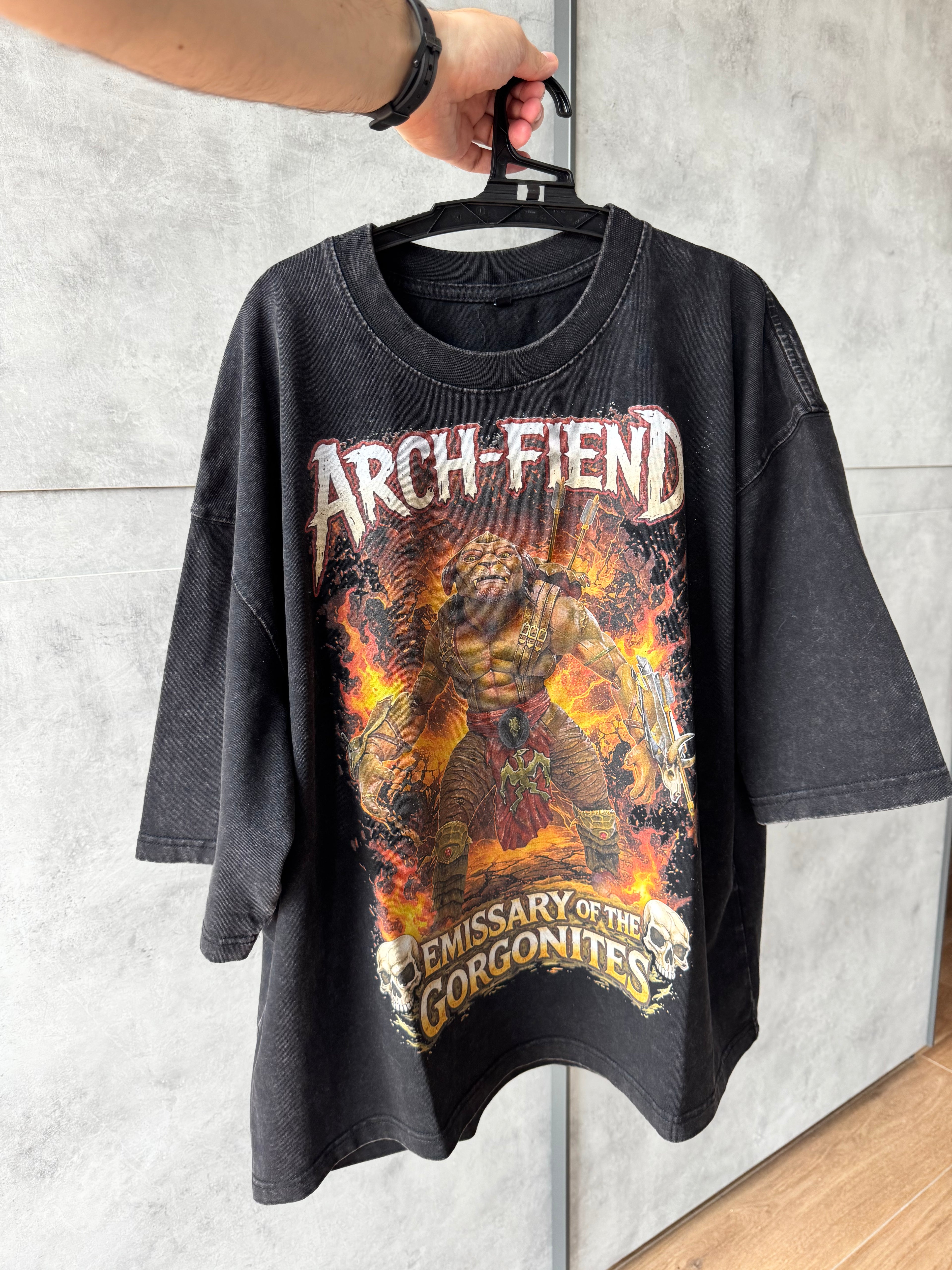 ARCH-FIEND - Mineral Wash Boxy Cotton T-Shirt