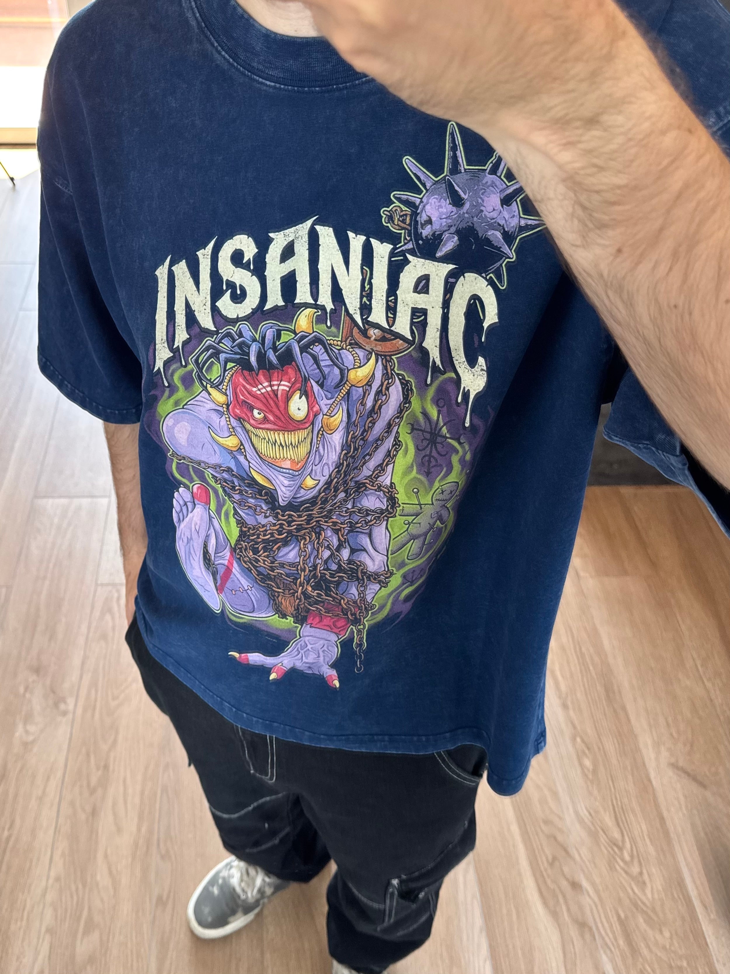 INSANIAC - Mineral Wash Boxy Cotton T-Shirt