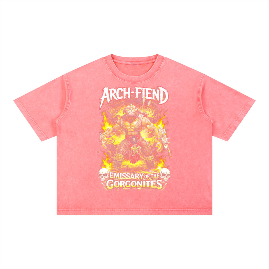 ARCH-FIEND VARIANT PINK - Mineral Wash Boxy Cotton T-Shirt
